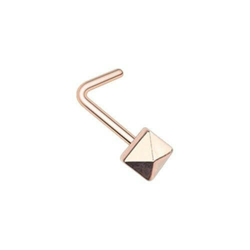 Rose Gold Pyramid L-Shape Nose Ring Nose Ring Impulse Piercings Default Title