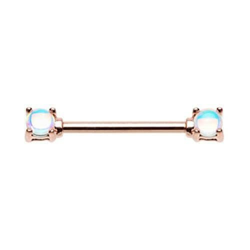 Rose Gold Revo Double Prong Gem Nipple Barbell Ring Nipple Ring Impulse Piercings