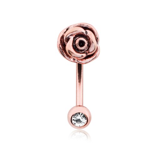 Rose Gold Rosebud Curved Barbell Eyebrow Ring Curved Barbell Impulse Piercings