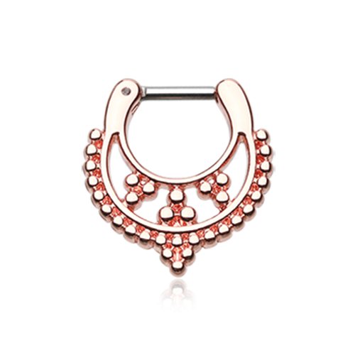 Rose Gold Royal Filigree Septum Clicker Septum Ring Impulse Piercings 16 GA (1.2mm) 1/4" (6mm)