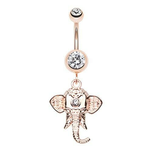 Rose Gold Shri Ganesha Elephant Belly Button Ring Navel Ring Impulse Piercings