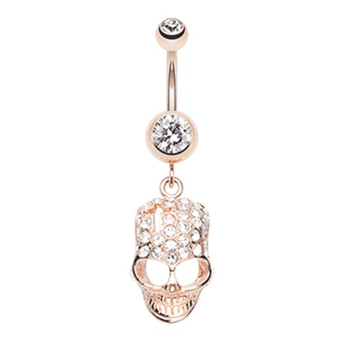 Rose Gold Skull Fury Belly Button Ring Navel Ring Impulse Piercings