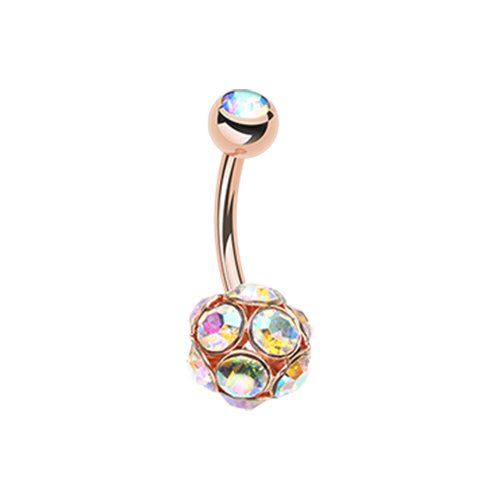 Rose Gold Sparkle Multi Gem Belly Button Ring Navel Ring Impulse Piercings