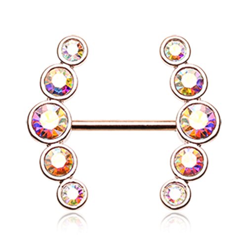 Rose Gold Sparkle Ray Multi-Gem Nipple Ring Nipple Ring Impulse Piercings