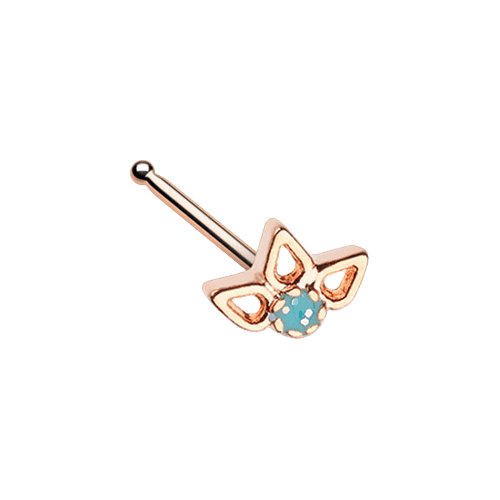 Rose Gold Sparkling Ornate Lotus Nose Stud Ring Nose Ring Impulse Piercings