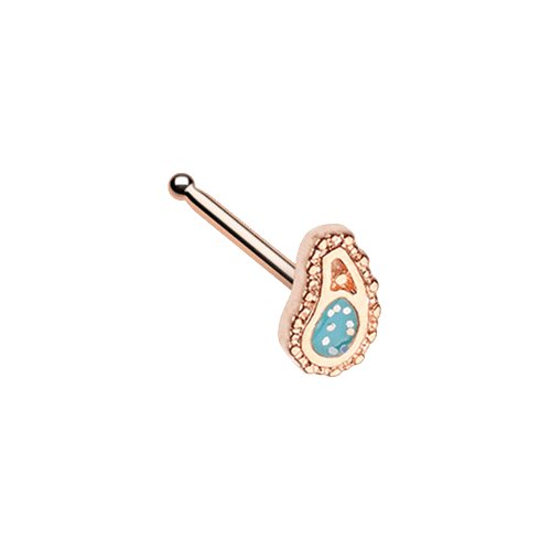 Rose Gold Sparkling Ornate Paisley Nose Stud Ring Nose Ring Impulse Piercings