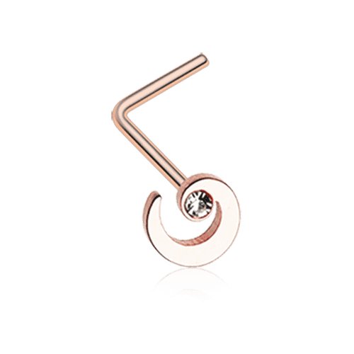 Rose Gold Spiral Swirl Sparkle L-Shaped Nose Ring Nose Ring Impulse Piercings