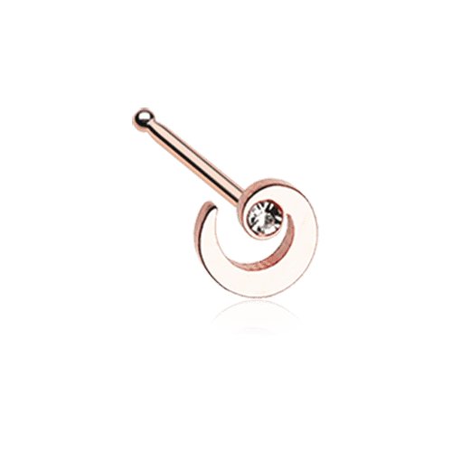 Rose Gold Spiral Swirl Sparkle Nose Stud Ring Nose Ring Impulse Piercings