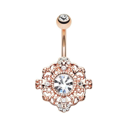 Rose Gold Spiritual Mandala Belly Button Ring Navel Ring Impulse Piercings