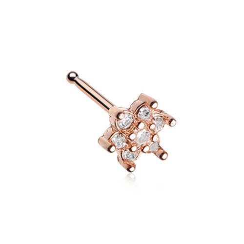 Rose Gold Spring Flower Sparkle Prong Set Nose Stud Ring Nose Ring Impulse Piercings