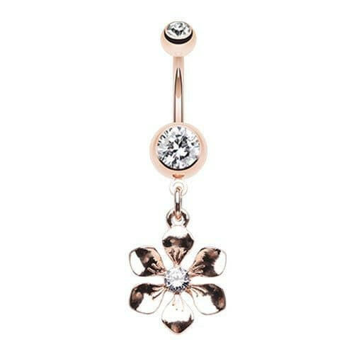 Rose Gold Springtime Flower Belly Button Ring Navel Ring Impulse Piercings