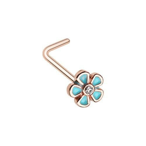 Rose Gold Springtime Flower L-Shape Nose Ring Nose Ring Impulse Piercings Default Title