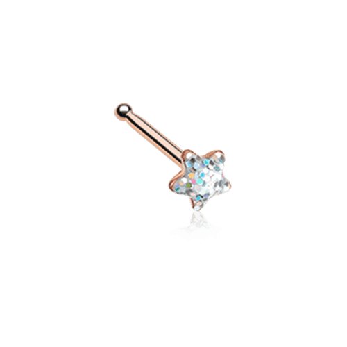 Rose Gold Star Glitter Sparkle Nose Stud Ring Nose Ring Impulse Piercings