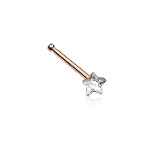 Rose Gold Star Sparkle Nose Stud Ring Nose Ring Impulse Piercings