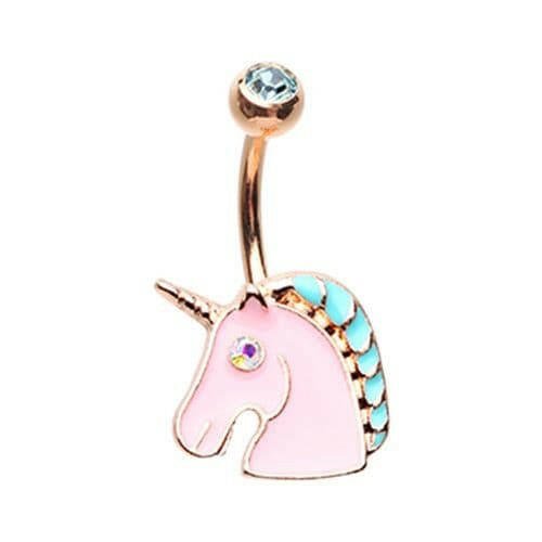 Rose Gold Stay Magical Unicorn Belly Button Ring Navel Ring Impulse Piercings