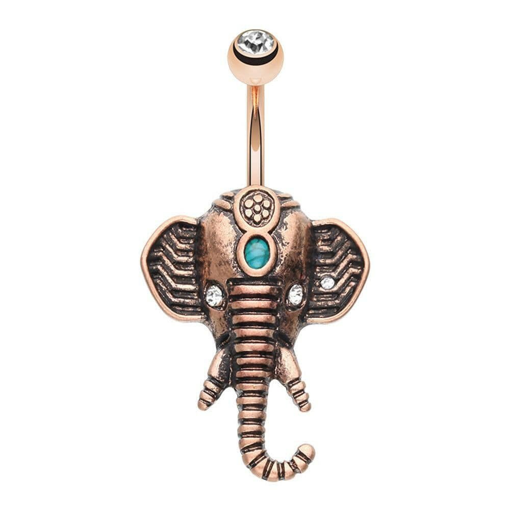 Rose Gold Supreme Ganesha Elephant Belly Button Ring Navel Ring Impulse Piercings