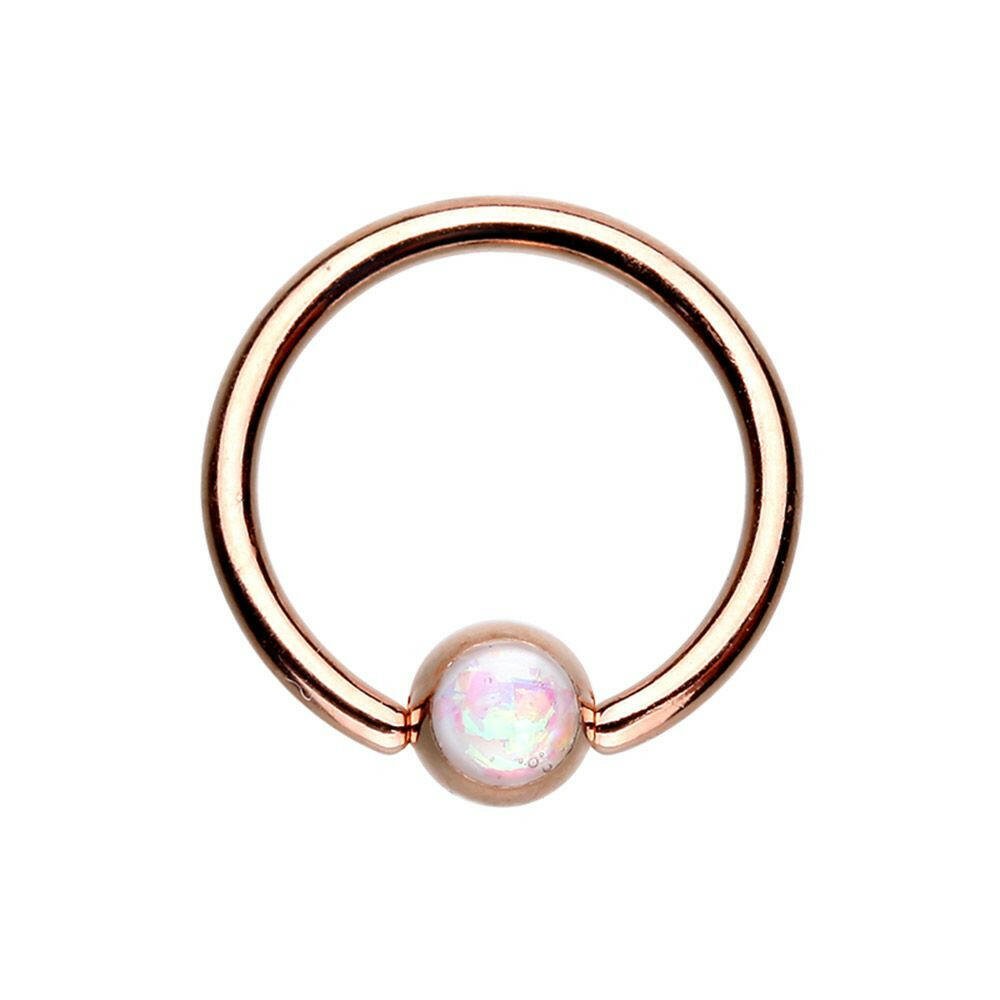 Rose Gold Synthetic Opal Ball Steel Captive Bead Ring Captive Bead Impulse Piercings 5/16" (8mm)