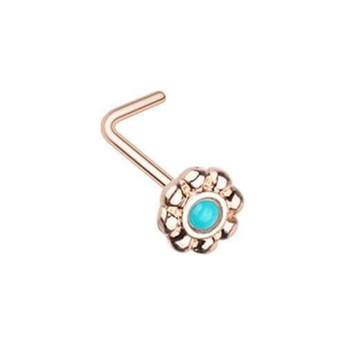 Rose Gold Tribal Goddess L-Shape Nose Ring Nose Ring Impulse Piercings Default Title