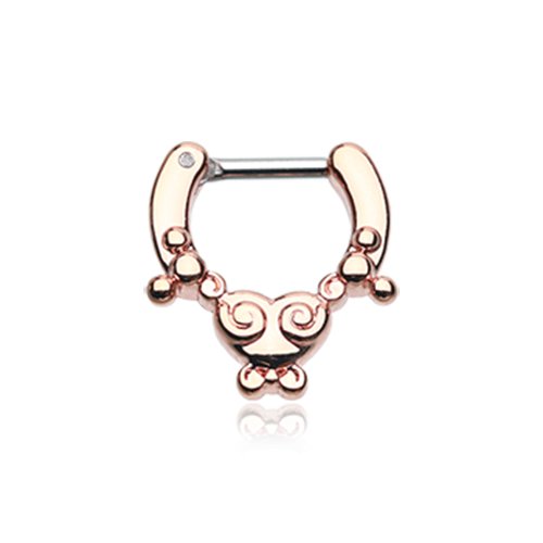 Rose Gold Tribal Saia Septum Clicker Septum Ring Impulse Piercings 16 GA (1.2mm) 1/4" (6mm)