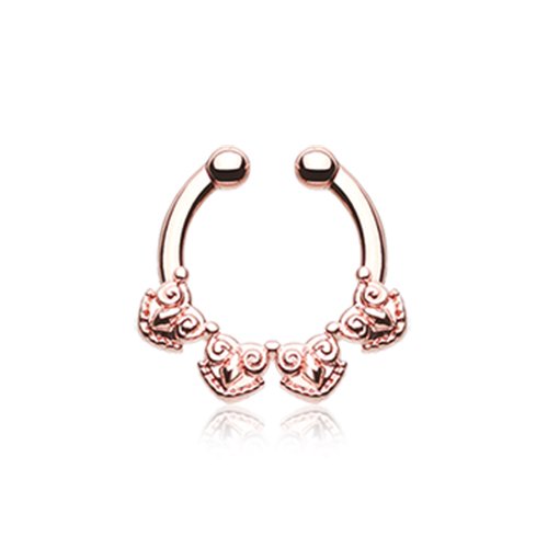 Rose Gold Tribal Tetra Fake Septum Clip-On Ring Fake Septum Ring Impulse Piercings