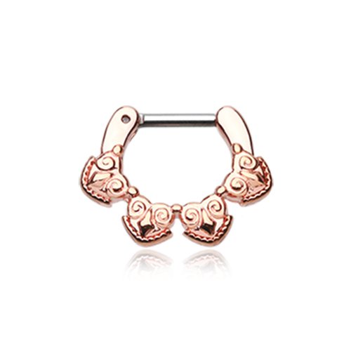 Rose Gold Tribal Tetra Septum Clicker Septum Ring Impulse Piercings 16 GA (1.2mm) 1/4" (6mm)