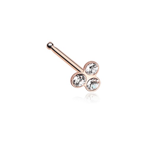 Rose Gold Trinity Gem Nose Stud Ring Nose Ring Impulse Piercings