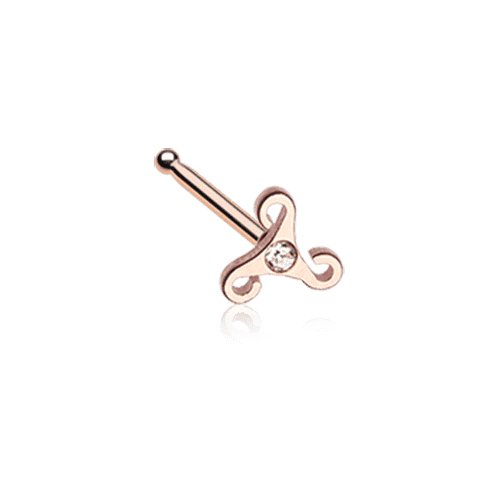 Rose Gold Trinity Icon Sparkle Nose Stud Ring Nose Ring Impulse Piercings