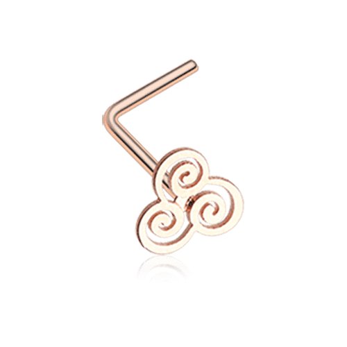 Rose Gold Trinity Swirl L-Shaped Nose Ring Nose Ring Impulse Piercings