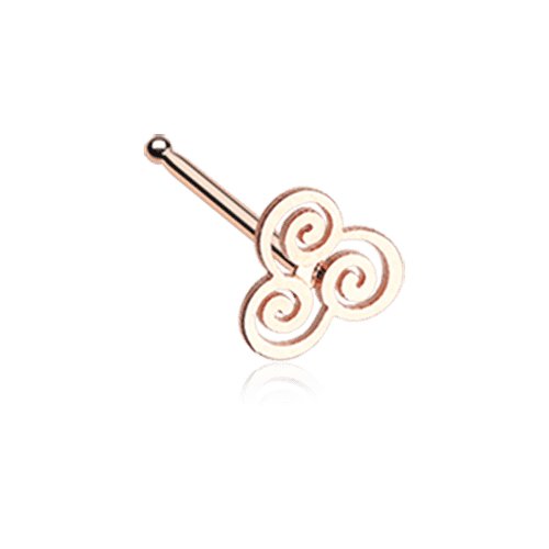 Rose Gold Trinity Swirl Nose Stud Ring Nose Ring Impulse Piercings