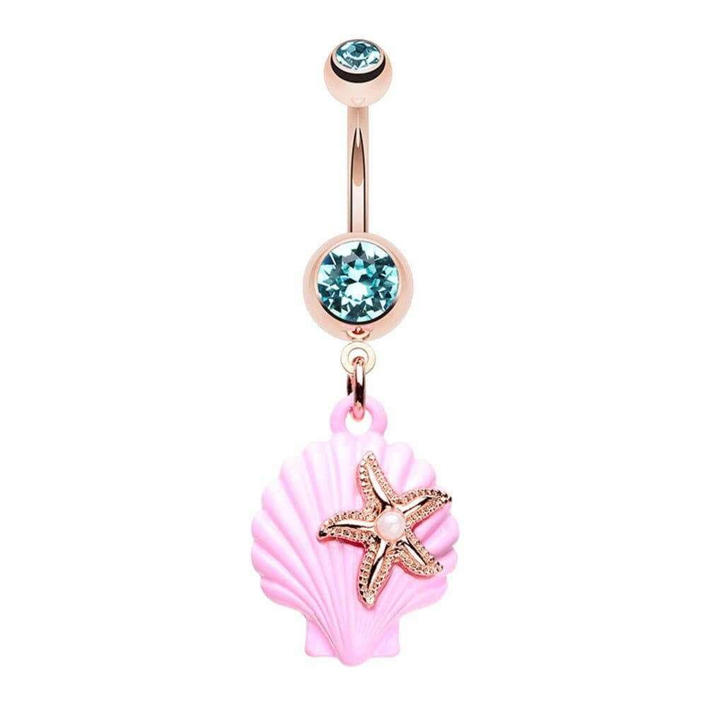 Rose Gold Under the Seashell Belly Button Ring Navel Ring Impulse Piercings