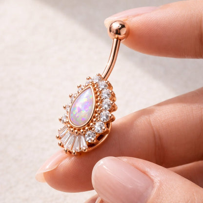 Rose Gold Victorian-Style Teardrop Navel Ring Navel Ring Skin Metals