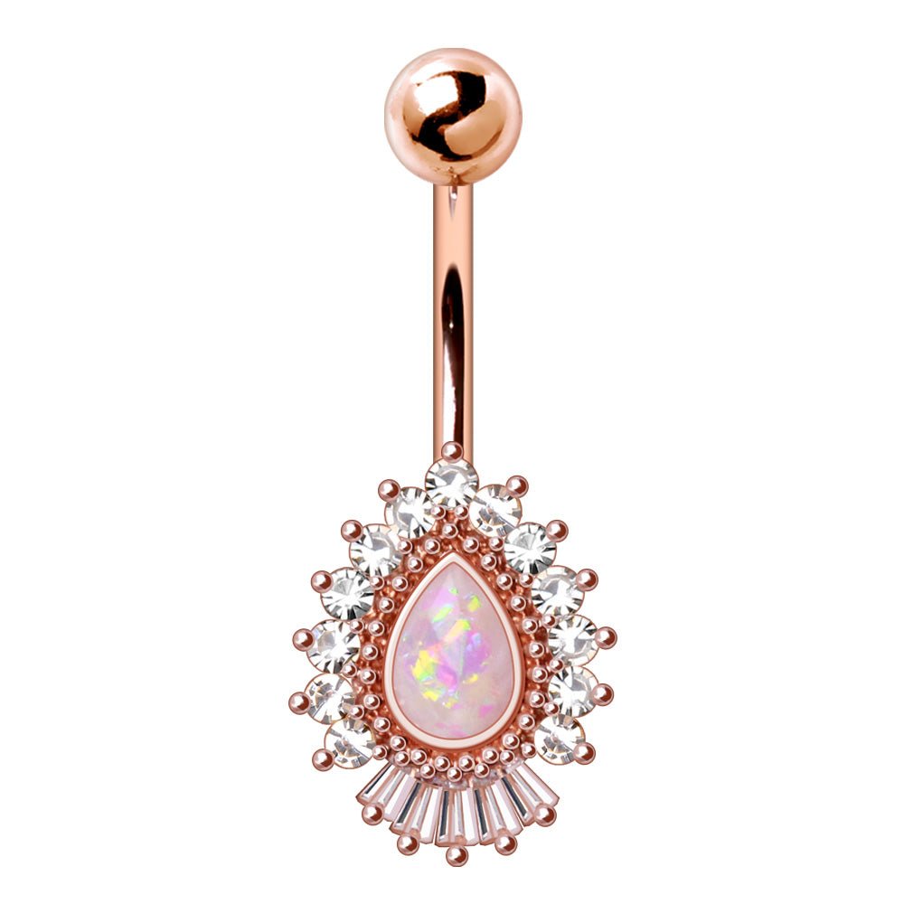 Rose Gold Victorian-Style Teardrop Navel Ring - Skin Metals