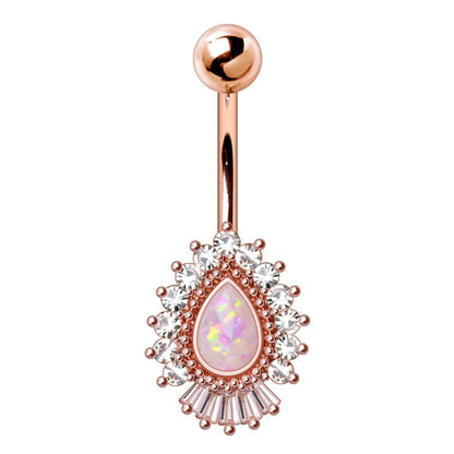 Rose Gold Victorian-Style Teardrop Navel Ring - Skin Metals