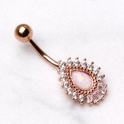 Rose Gold Victorian-Style Teardrop Navel Ring Navel Ring Impulse Piercings