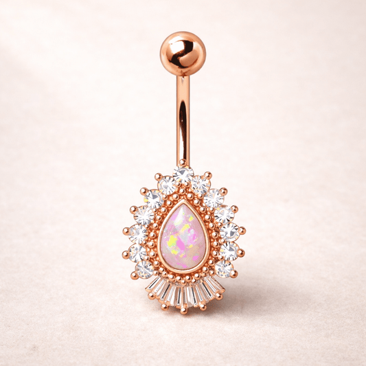 Rose Gold Victorian-Style Teardrop Navel Ring Navel Ring Skin Metals