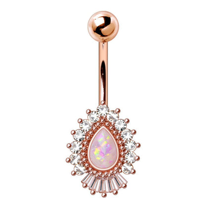 Rose Gold Victorian-Style Teardrop Navel Ring Navel Ring Impulse Piercings