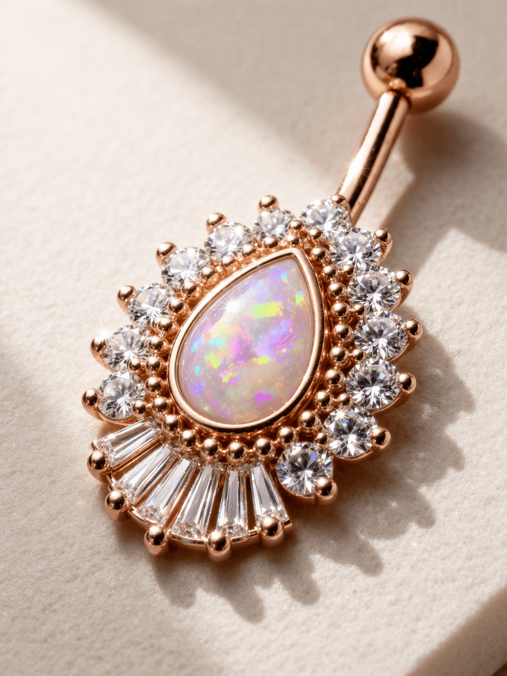 Rose Gold Victorian-Style Teardrop Navel Ring Navel Ring Skin Metals