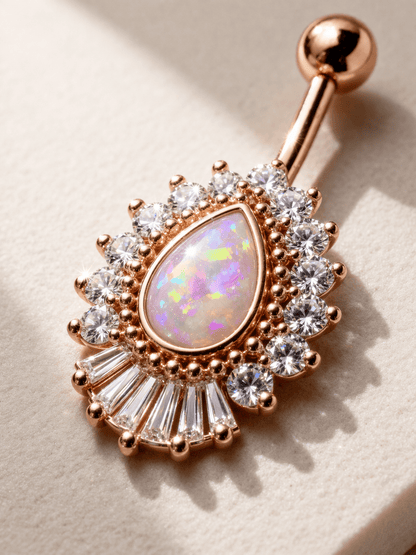 Rose Gold Victorian-Style Teardrop Navel Ring Navel Ring Skin Metals