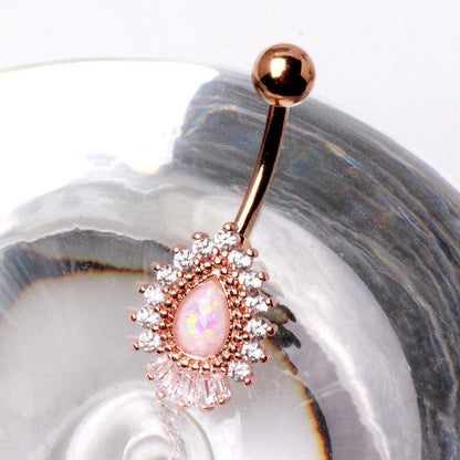 Rose Gold Victorian-Style Teardrop Navel Ring Navel Ring Impulse Piercings