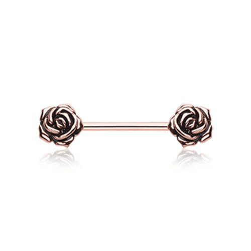 Rose Gold Vintage Rose Flower Nipple Barbell Ring Nipple Ring Impulse Piercings