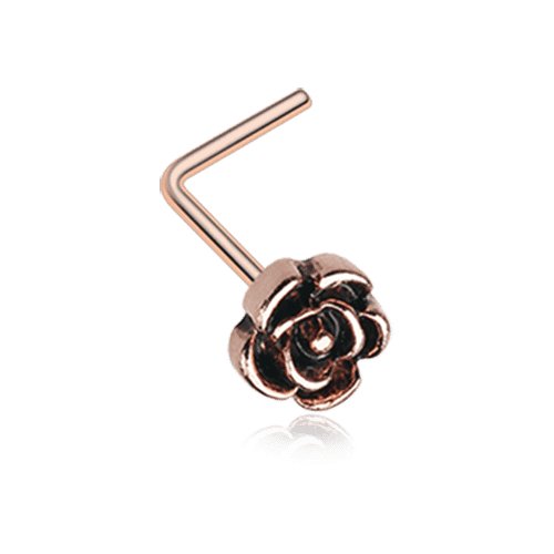 Rose Gold Vintage Rose Icon L-Shaped Nose Ring Nose Ring Impulse Piercings