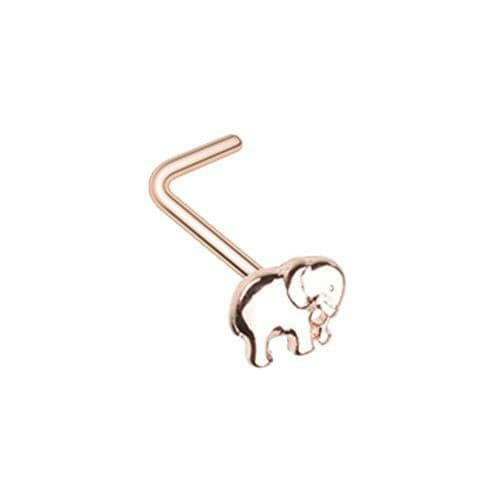 Rose Gold Wild & Free Elephant L-Shape Nose Ring Nose Ring Impulse Piercings Default Title