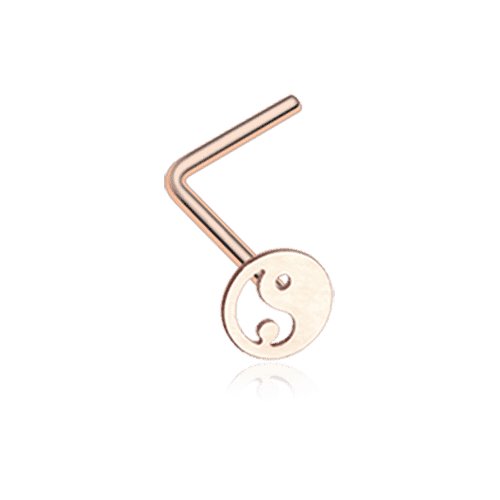 Rose Gold Yin Yang Tao L-Shaped Nose Ring Nose Ring Impulse Piercings