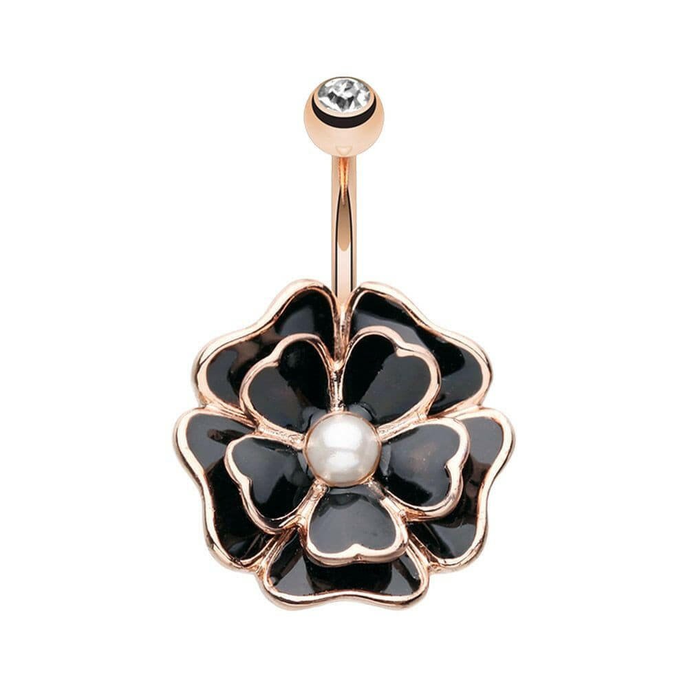 Rose Gold Zinnia Flower Petal Belly Button Ring Navel Ring Impulse Piercings