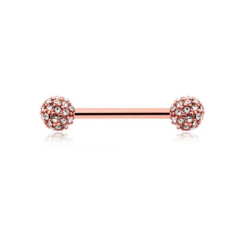 Rose Pave Diamond Full Dome Cluster Nipple Barbell Ring Nipple Ring Impulse Piercings 14 GA (1.6mm) Clear