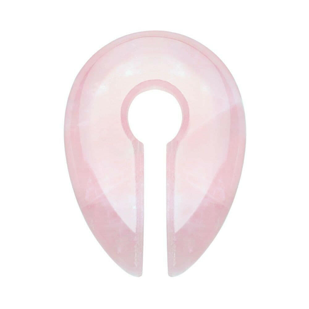 Rose Quartz Stone Keyhole Ear Weight Gauge Hanger Tapers Impulse Piercings 2 GA (6.5mm)