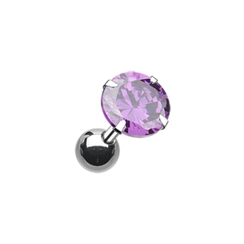 Round Gem Crystal Cartilage Tragus Earring Cartilage Earring Impulse Piercings 1/8" (3mm) Tanzanite