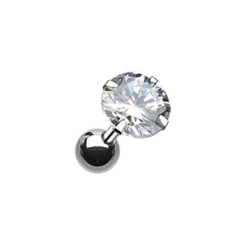 Round Gem Crystal Cartilage Tragus Earring Cartilage Earring Impulse Piercings 1/8" (3mm) Clear