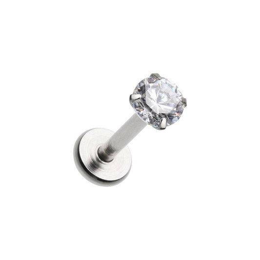 Round Internally Threaded Gem Flatback Cartilage Tragus Earring Cartilage Earring Impulse Piercings 3/32" (2mm)