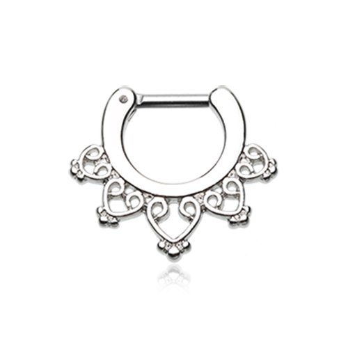 Royal Bliss Filigree Septum Clicker Septum Ring Impulse Piercings 16 GA (1.2mm) 1/4" (6mm)